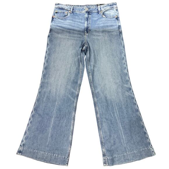 American Eagle High Rise Flare Jeans Women’s 14 Long Blue Stretch Classic NEW - Picture 1 of 5